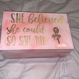 Pink and Gray ballerina jewelry box